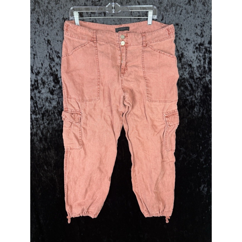 Sanctuary Clothing Getaway Linen Capris Pants Womens 32 Red Breathable Linen